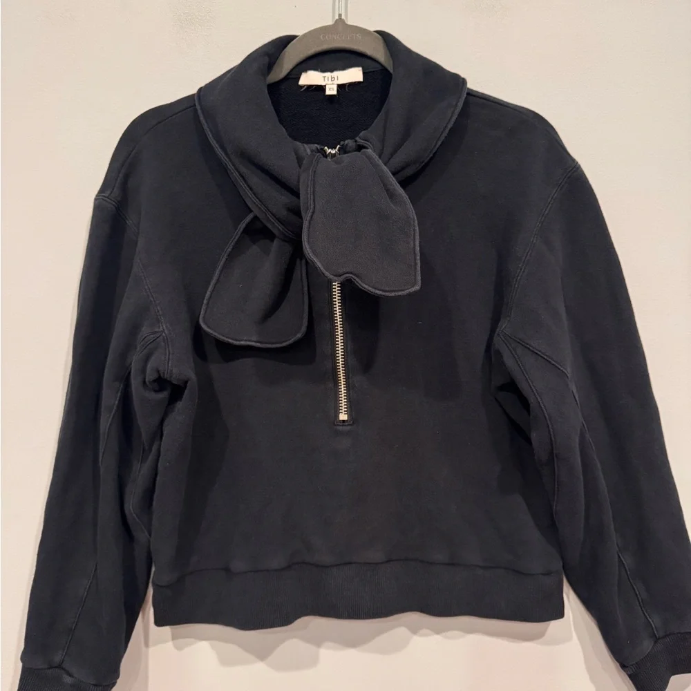 Tibi Terry Flap Sweatshirt Black XS - Picture 2 of 8